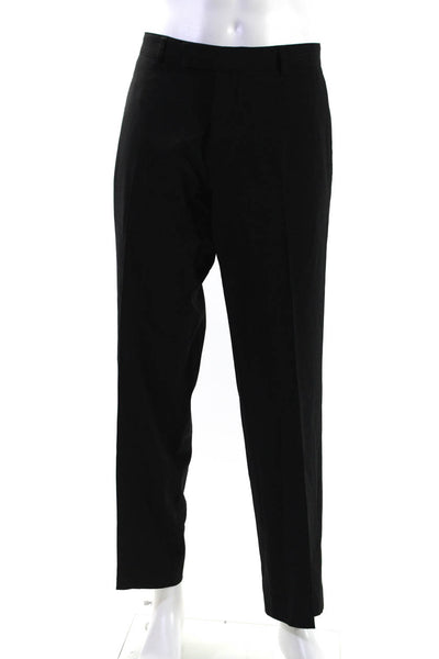 Boss Hugo Boss Mens Zipper Fly Pleated Straight Leg Dress Pants Black Size 34