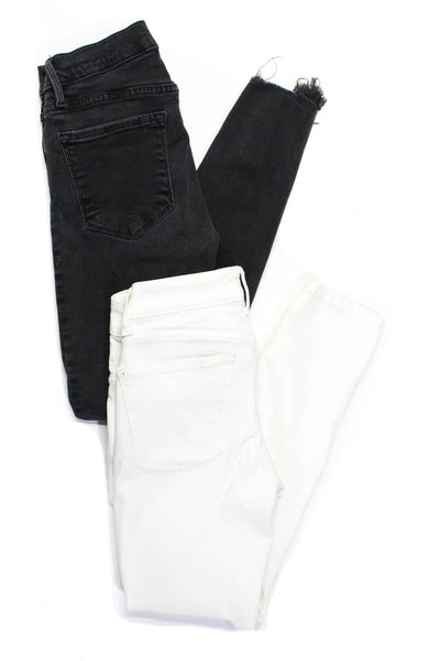 Frame Women's Midrise Five Pockets Skinny Denim Pant Black White Size 26 Lot 2