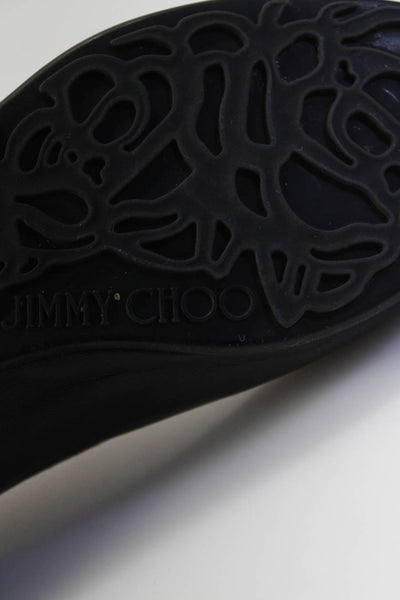 Jimmy Choo Womens Slip On Python Skin Cap Toe Ballet Flats Black Leather Size 36