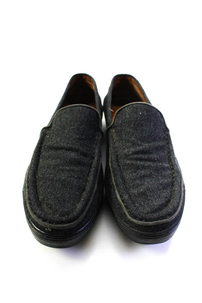 Tods Womens Slip On Tabs Back Square Toe Loafers Gray Wool Size 10.5