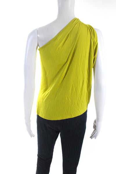 Trina Turk Womens Jersey Knit One Shoulder Draped Blouse Top Lime Green Size P