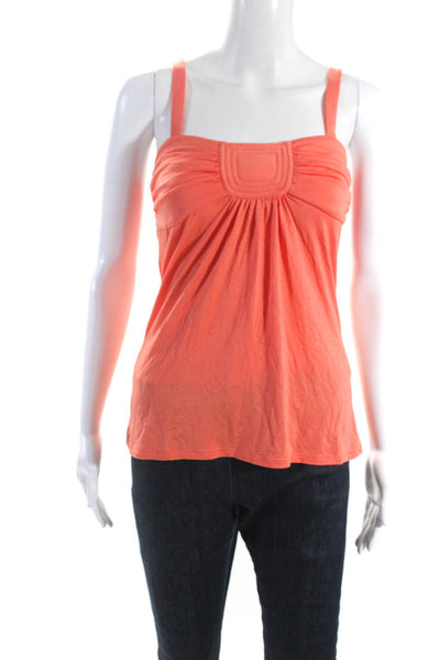 Trina Turk Womens Jersey Knit Top Stitched Square Neck Tank Top Peach Size P