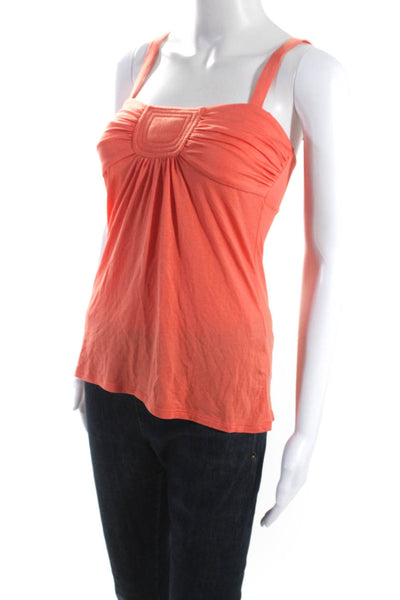 Trina Turk Womens Jersey Knit Top Stitched Square Neck Tank Top Peach Size P