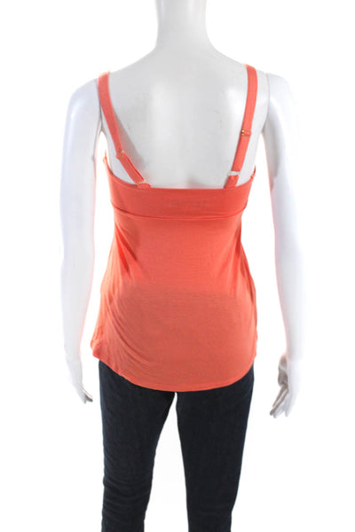 Trina Turk Womens Jersey Knit Top Stitched Square Neck Tank Top Peach Size P