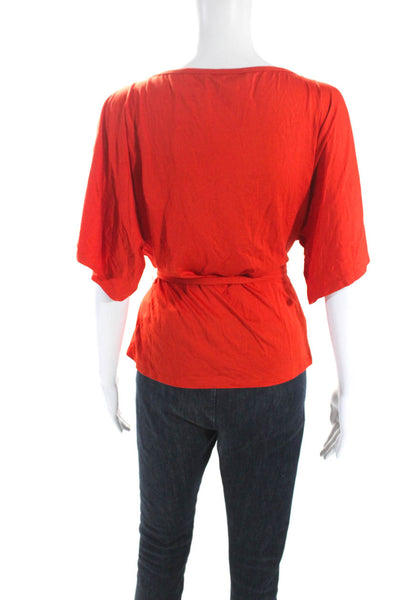 Trina Turk Womens Jersey Cold Shoulder Sleeve Tie Back Blouse Top Red Size P