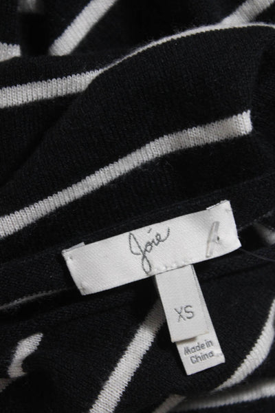 Joie Womens Wool Blend Striped Scoop Neck Long Sleeve Sweater Top Black Size XS