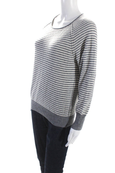 Joie Womens Wool Knit Striped Patchwork Elbows Sweater Top Gray White Size XS