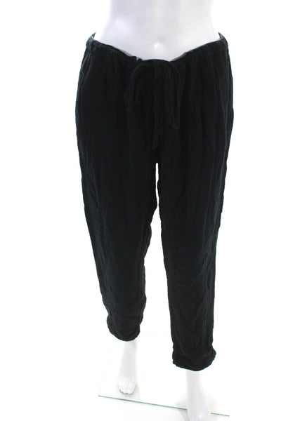 Xirena Womens Cotton Drawstring Waist Mid-Rise Tapered Pants Black Size L