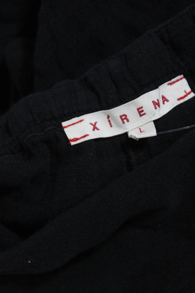 Xirena Womens Cotton Drawstring Waist Mid-Rise Tapered Pants Black Size L