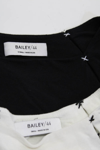 Bailey 44 Womens Round Neck Short Sleeves Basic Blouse Black White Size XS Lot 2