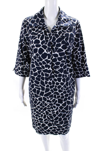 Lilly Pulitzer Womens Cotton Spotted Collared Shift Dress Navy Blue Size 10