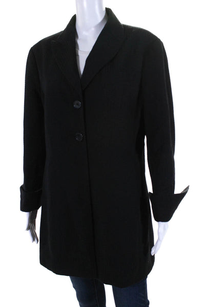 Zanella Womens Long Sleeve Two Button Pointed Lapel Jacket Black Cotton Size 14