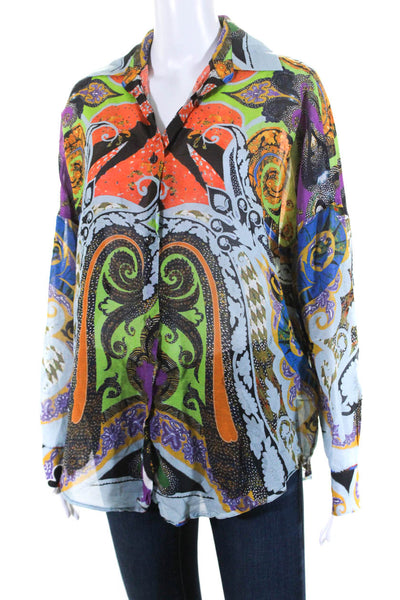 Etro Womens Button Front Collared Paisley Abstract Shirt Multicolored Size IT 38