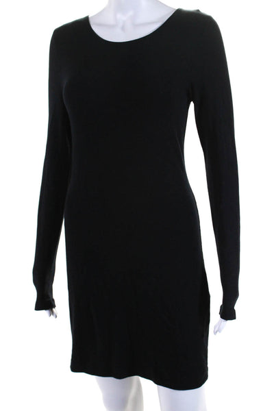Theory Womens Back Zip Long Sleeve Scoop Neck Knit Dress Black Size 4
