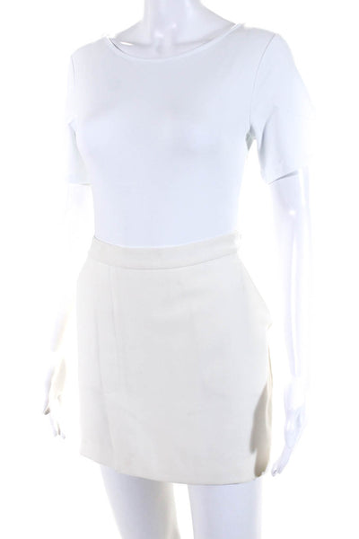 Alexander Wang Womens Side Zip Crepe Mini Skirt White Size Small