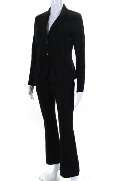 Ameliora Womens Two Button Short Blazer Straight Dress Pants Suit Black Size XS