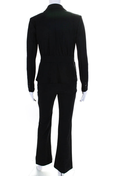 Ameliora Womens Two Button Short Blazer Straight Dress Pants Suit Black Size XS