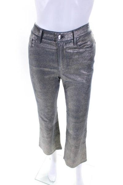 Frame Womens High Rise Metallic Le Crop Mini Boot Cut Jeans Gray Size 29