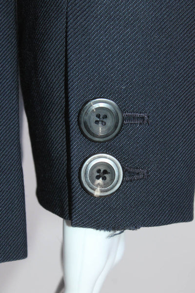 Oscar de la Renta Womens Single Button Notched Lapel Blazer Jacket Navy Size 8