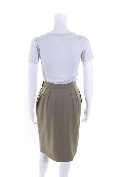 Giorgio Armani Womens Side Zip Knee Length Pencil Skirt Brown Wool Size IT 40