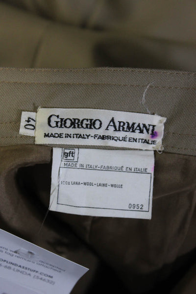 Giorgio Armani Womens Side Zip Knee Length Pencil Skirt Brown Wool Size IT 40