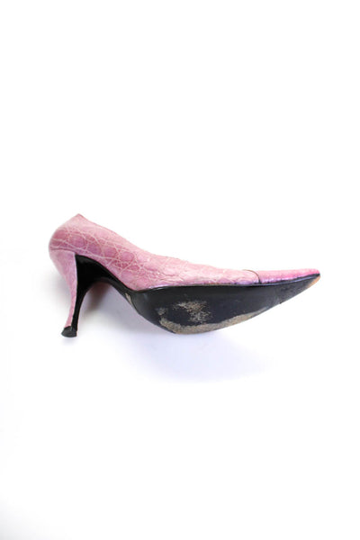 Dolce & Gabbana Womens Pink Textured Leather Pointed Toe Pump Shoes Size 8.5