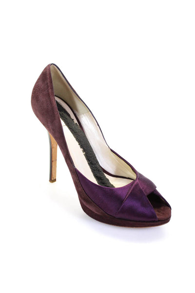 Christian Dior Womens Purple Suede Platform High Heels Pumps Shoes Size 8.5