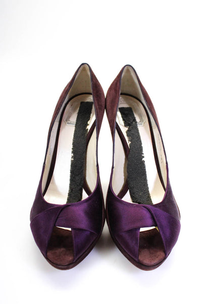 Christian Dior Womens Purple Suede Platform High Heels Pumps Shoes Size 8.5