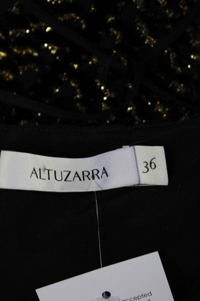 Altuzarra Womens Metallic Velvet Fil Coupe V Neck Tank Top Indigo Gold Size IT36