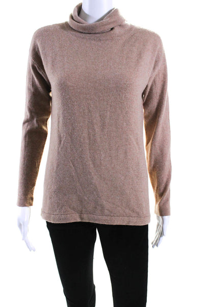 Allude Womens Thin Knit Turtleneck Pullover Sweater Beige Size Small