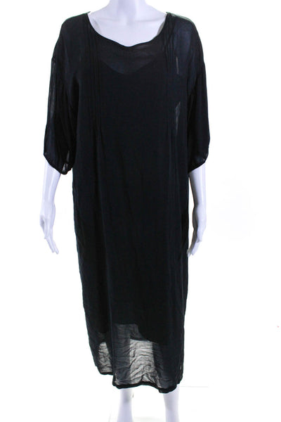 Lilith Womens Round Neck Sheer Short Sleeve Darted Maxi Dress Black Size M