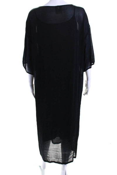 Lilith Womens Round Neck Sheer Short Sleeve Darted Maxi Dress Black Size M
