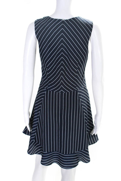 J Crew Womens Striped V-Neck Ruffle Trim Sleeveless Mini Dress Navy Size 2