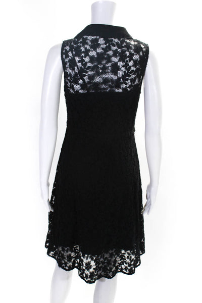 Nanette Lepore Womens Cotton Blend Lace Collared Sleeveless Dress Black Size 2