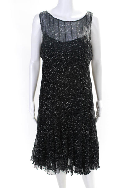 Rickie Freeman Teri Jon Womens Abstract Sheer Sleeveless Dress Black Size 12