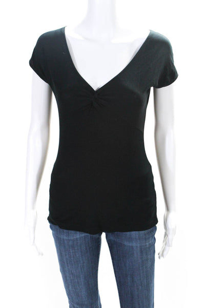 Akris Punto Womens V-Neck Short Sleeve Pullover T-Shirt Top Black Size 4