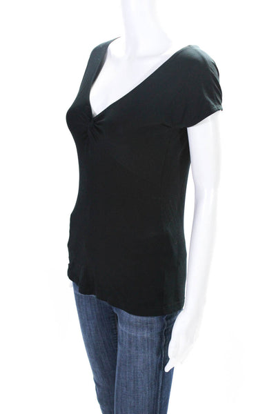 Akris Punto Womens V-Neck Short Sleeve Pullover T-Shirt Top Black Size 4