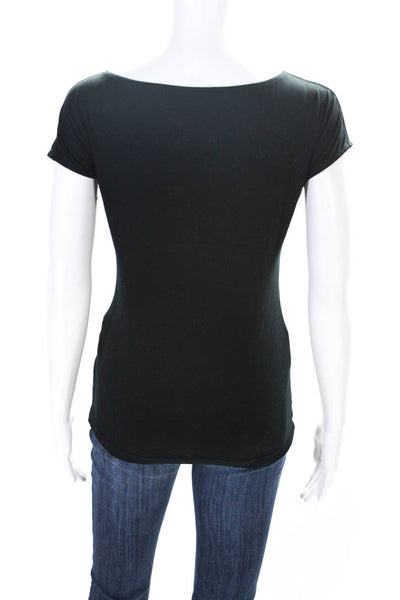 Akris Punto Womens V-Neck Short Sleeve Pullover T-Shirt Top Black Size 4