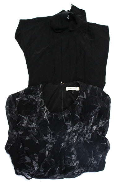 Halston Saks Fifth Avenue Womens Silk Floral Blouse Top Black Size 8 10 Lot 2
