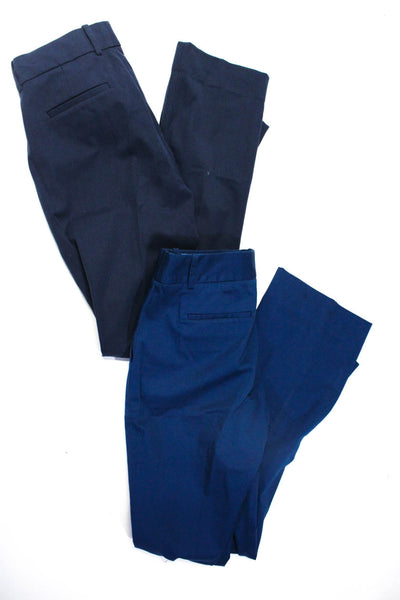 J Crew Womens Cotton Hook Closure Mid-Rise Straight Leg Pants Blue Size 0 Lot 2