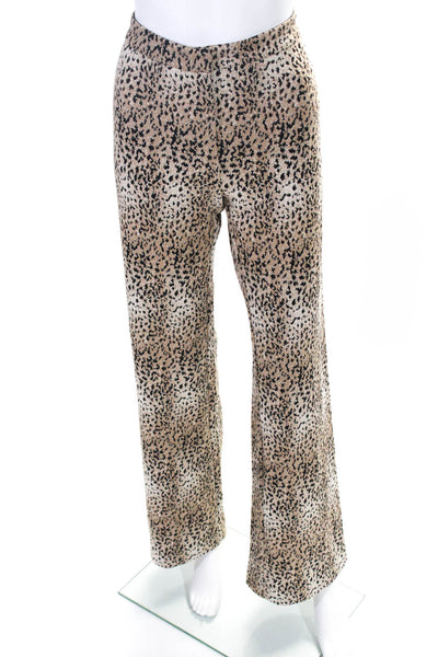 Pinko Womens Animal Print Hook & Eye Zip Straight Leg Dress Pants Brown Size 8