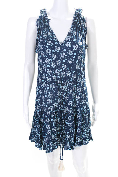 Cool Change Womens Floral Print Tassel Tied Sleeveless Midi Dress Blue Size M
