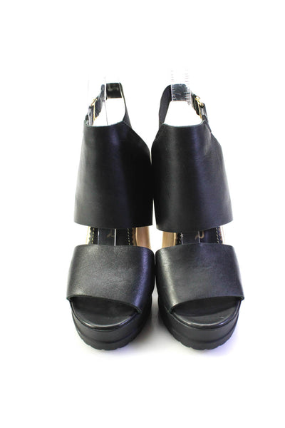 Rodebjer Womens Black Open Tie Platform Block Heels Sandals Shoes Size 7