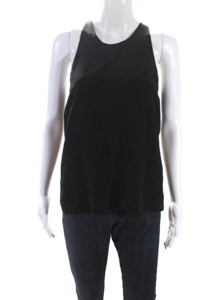 Joie Womens Silk Scoop Neck Sleeveless Zipped Tank Top Blouse Black Size XS