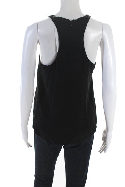 Joie Womens Silk Scoop Neck Sleeveless Zipped Tank Top Blouse Black Size XS