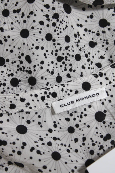Club Monaco Womens Silk Spotted Print Buttoned Ribbed Sheath Dress White Size S