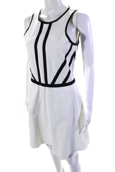 Ellelauri Women's Round Neck Sleeveless Fit Flare Mini Dress White Size L
