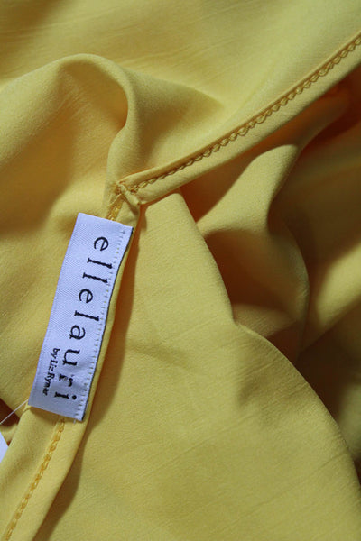 Ellelauri Women's V-Neck Spaghetti Straps Pockets Jumpsuit Yellow Size L