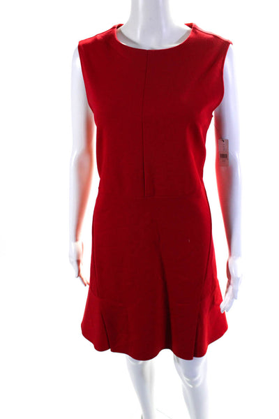 Ellelauri Women's Round Neck Sleeveless Tiered Mini Dress Red Size L