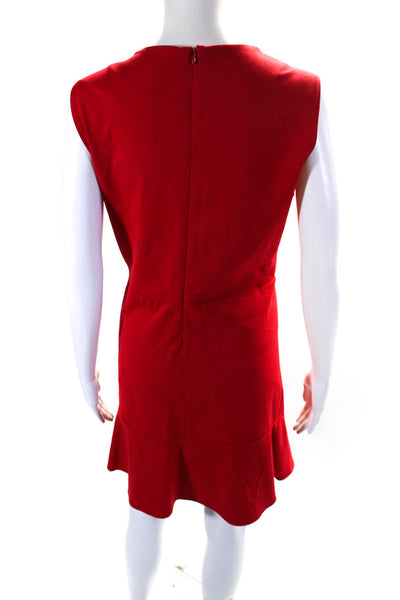 Ellelauri Women's Round Neck Sleeveless Tiered Mini Dress Red Size L